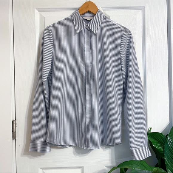 NICE CLAUP Striped Button-up Dress Shirt Light Blue White Made in Korea - Picture 1 of 16